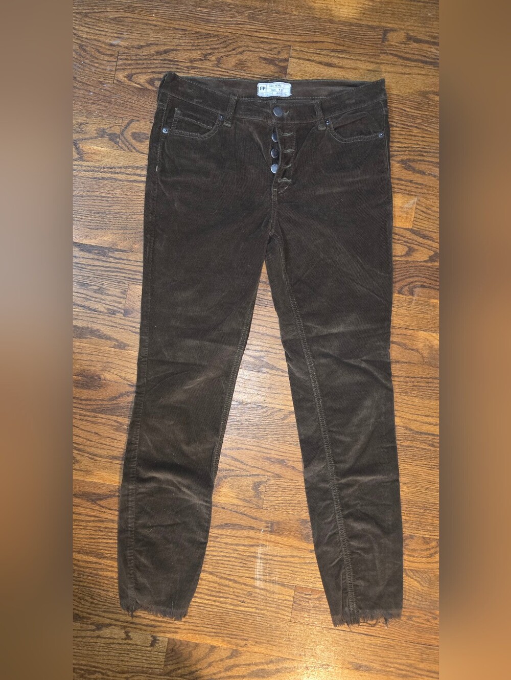 Free People Dark Brown Corduroy Skinny Jeans